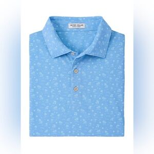 Peter Millar Shark Tooth Island Polo Shirt Mens Medium Cottage Blue NWT